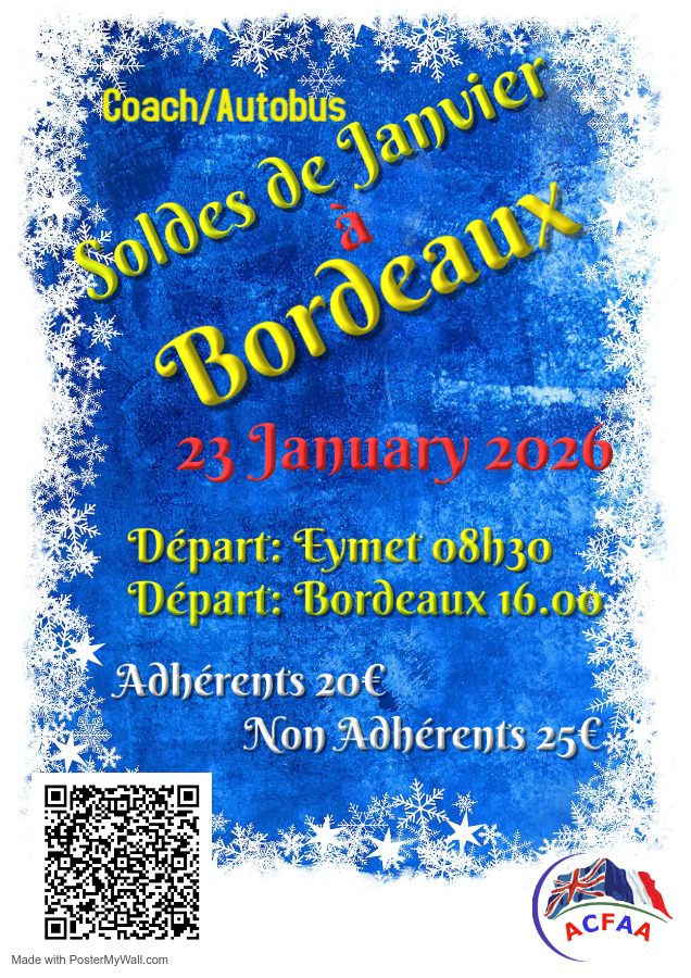 Coach trip to Bordeaux Jan 26