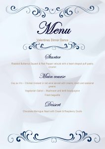 Dinner Dance menu