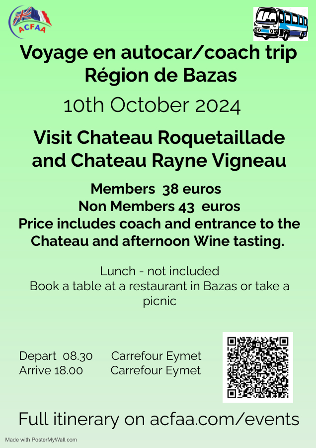 Coach trip to Bazas 10th October 2024