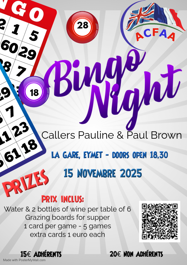 Bingo Night 15th November 2025