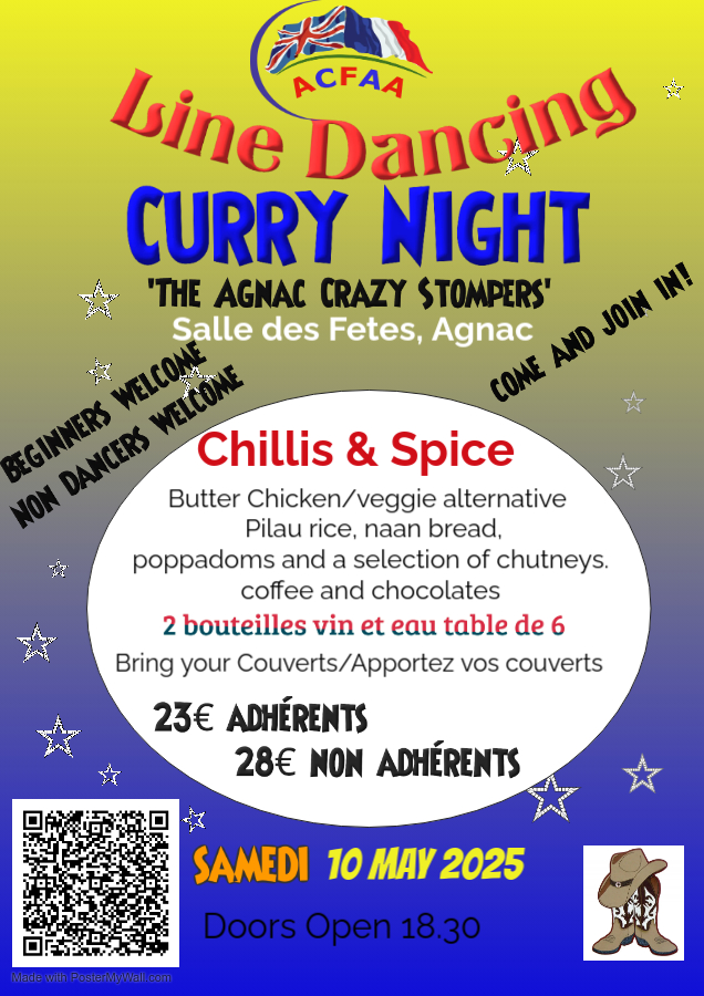 Line Dancing & Curry Evening 10th May 2025